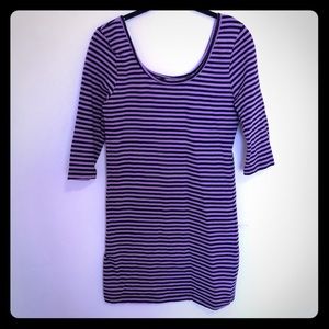 Cotton dress-lilac with black stripes